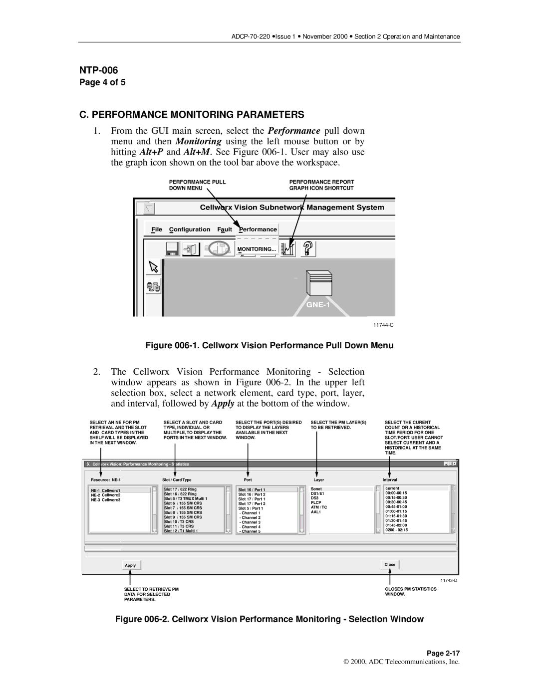 ADC Release 3.1 user manual Performance Monitoring Parameters, Cellworx Vision Performance Pull Down Menu 