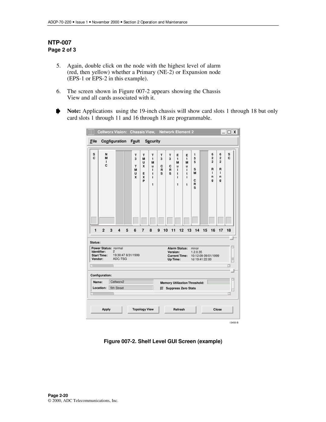 ADC Release 3.1 user manual Shelf Level GUI Screen example 