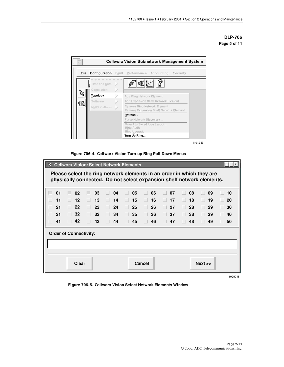 ADC Release 3.1 user manual Cellworx Vision Turn-up Ring Pull Down Menus, Order of Connectivity 