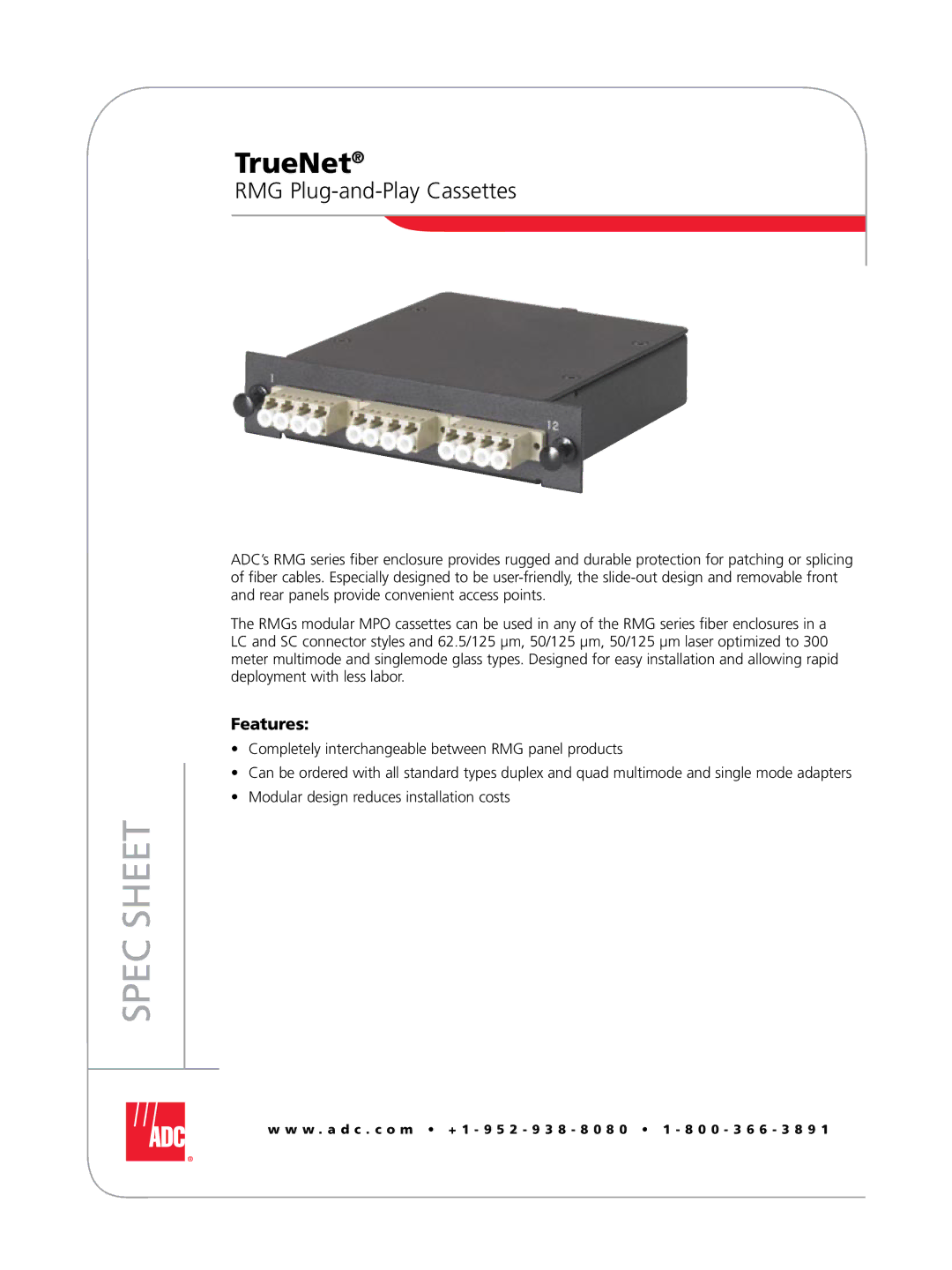 ADC RMG manual Spec Sheet 