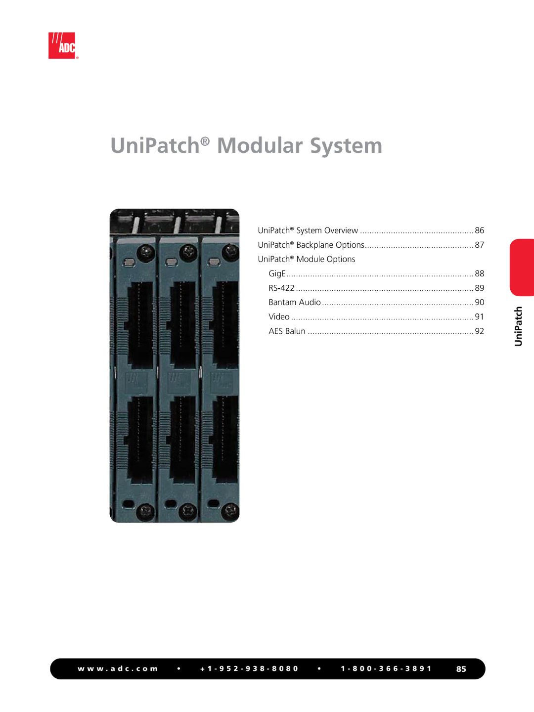 ADC RS-422 manual UniPatch Modular System 