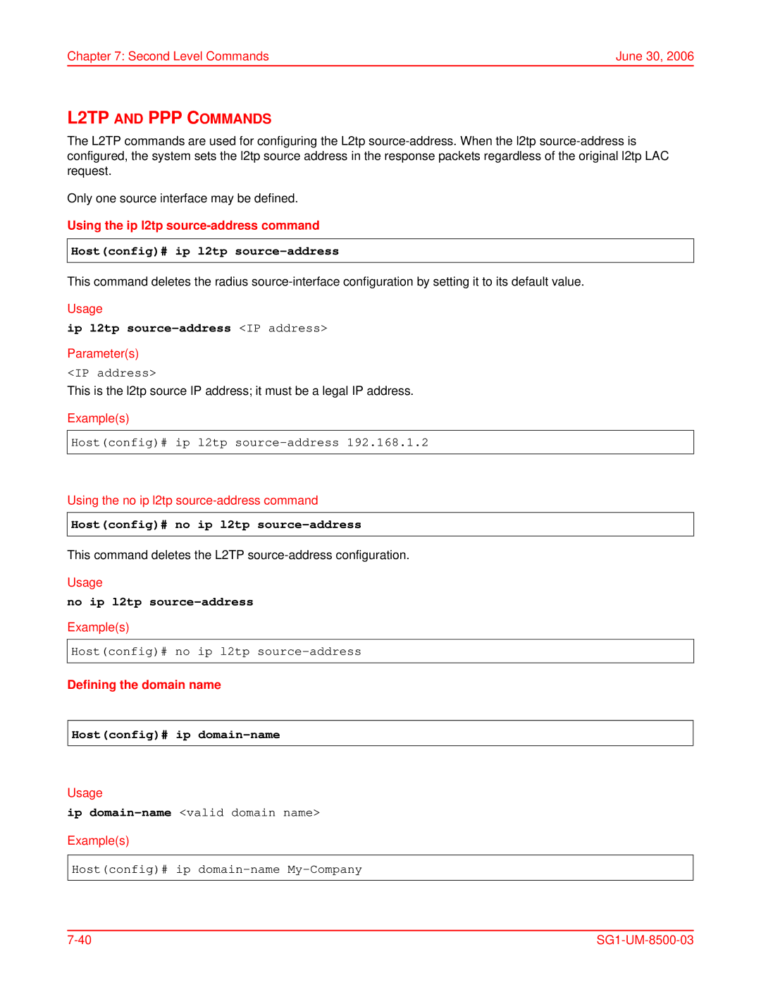 ADC SG-1 user manual L2TP and PPP Commands 