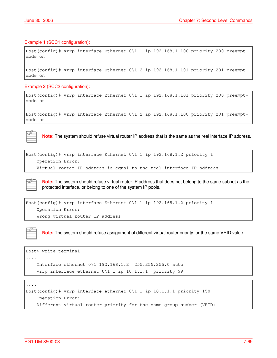 ADC SG-1 user manual June 30 Second Level Commands Example 1 SCC1 configuration 