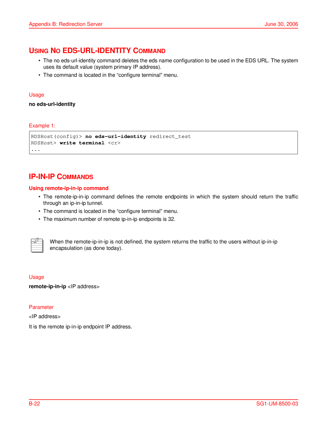 ADC SG-1 user manual No eds-url-identity, Using remote-ip-in-ip command, Remote-ip-in-ip IP address 