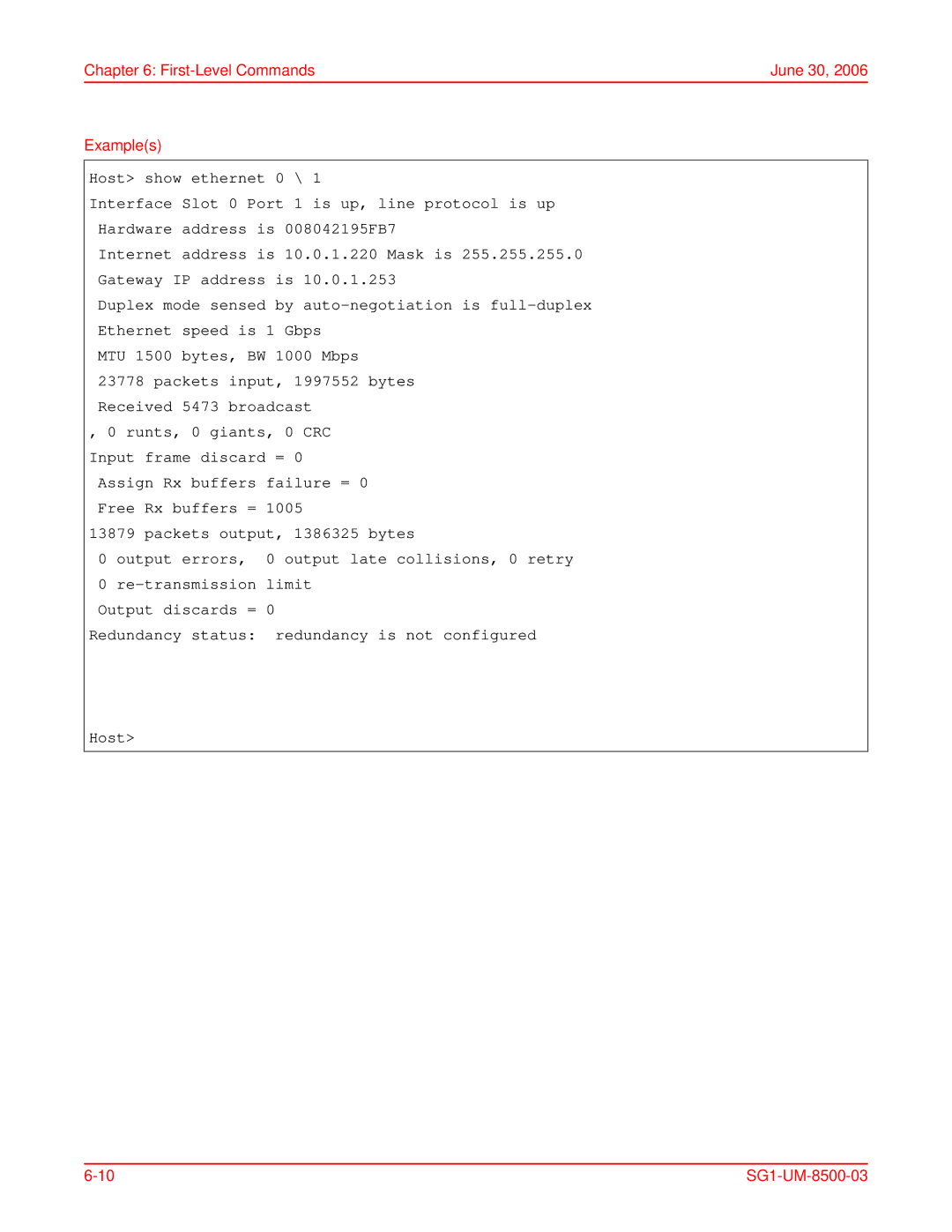 ADC SG-1 user manual First-Level Commands June 30 Examples 