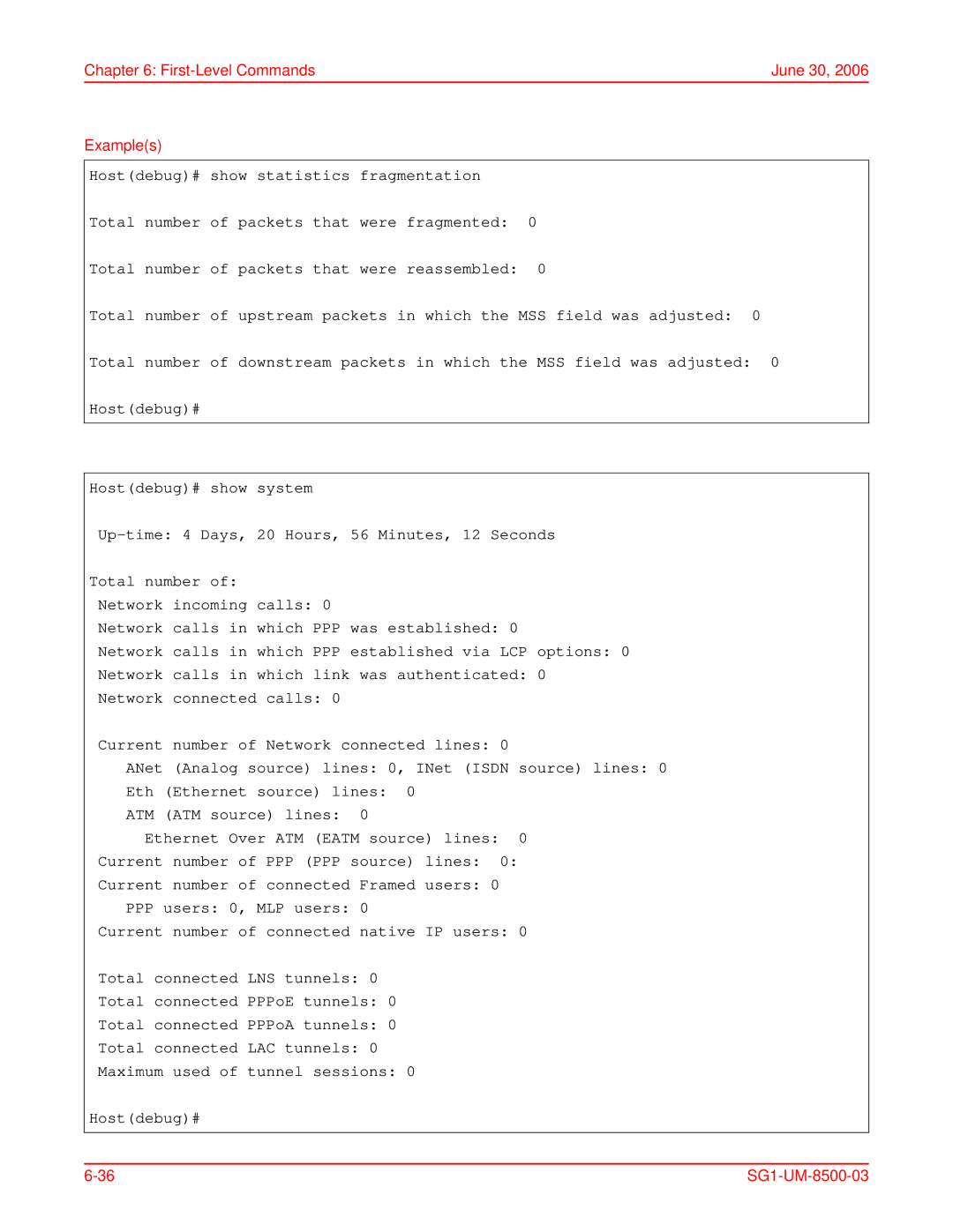 ADC SG-1 user manual First-Level Commands June 30 Examples 