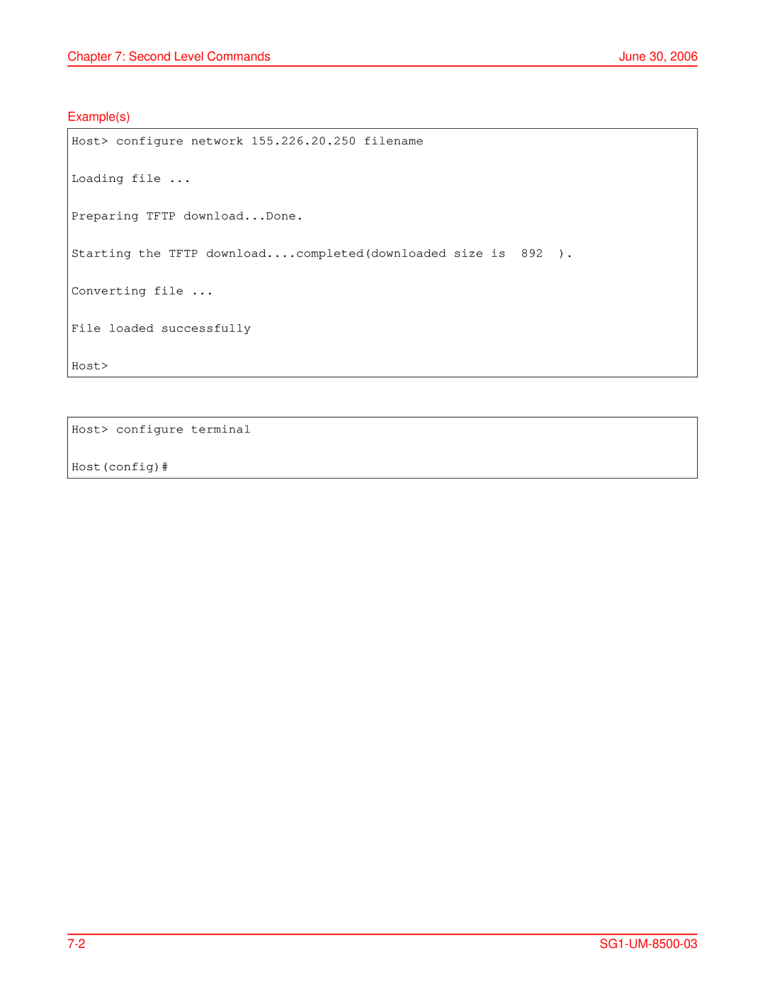 ADC SG-1 user manual Second Level Commands June 30 Examples 