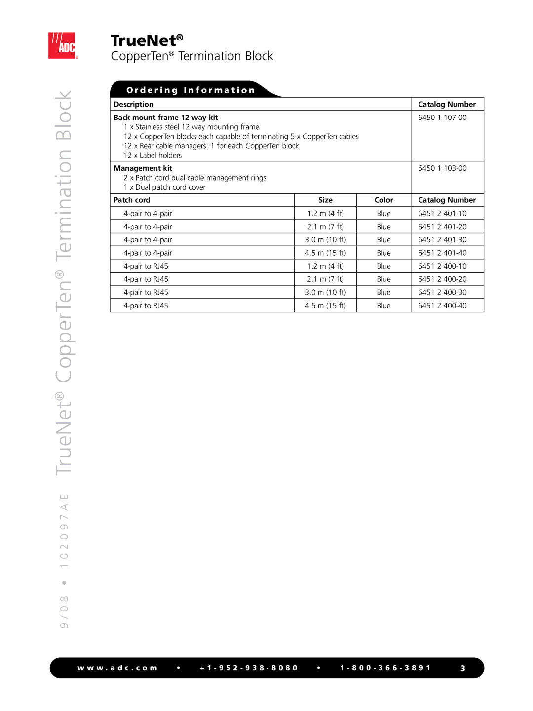 ADC Termination Block manual D e r i n g I n f o r m a t i o n 