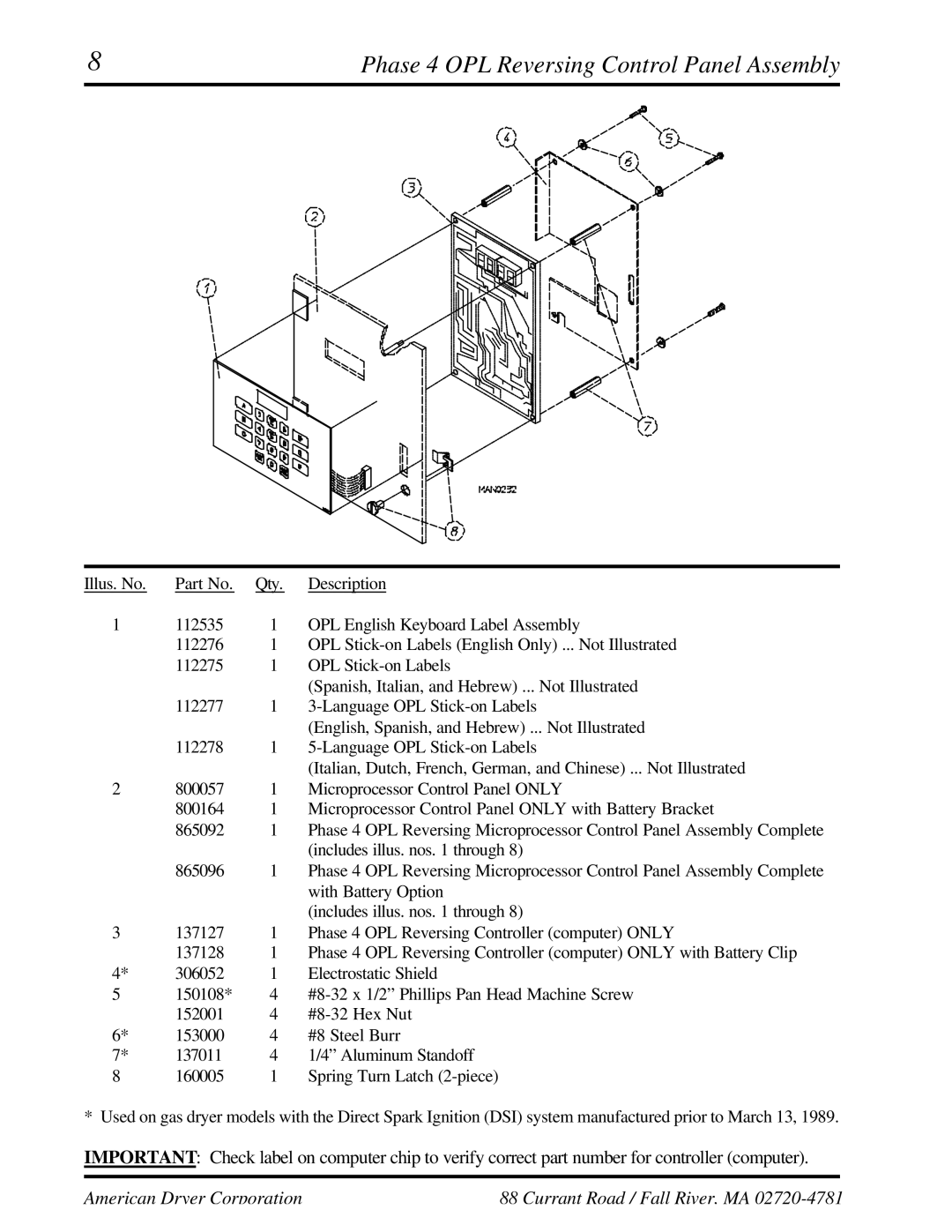 ADC UD-50 manual Phase 4 OPL Reversing Control Panel Assembly 