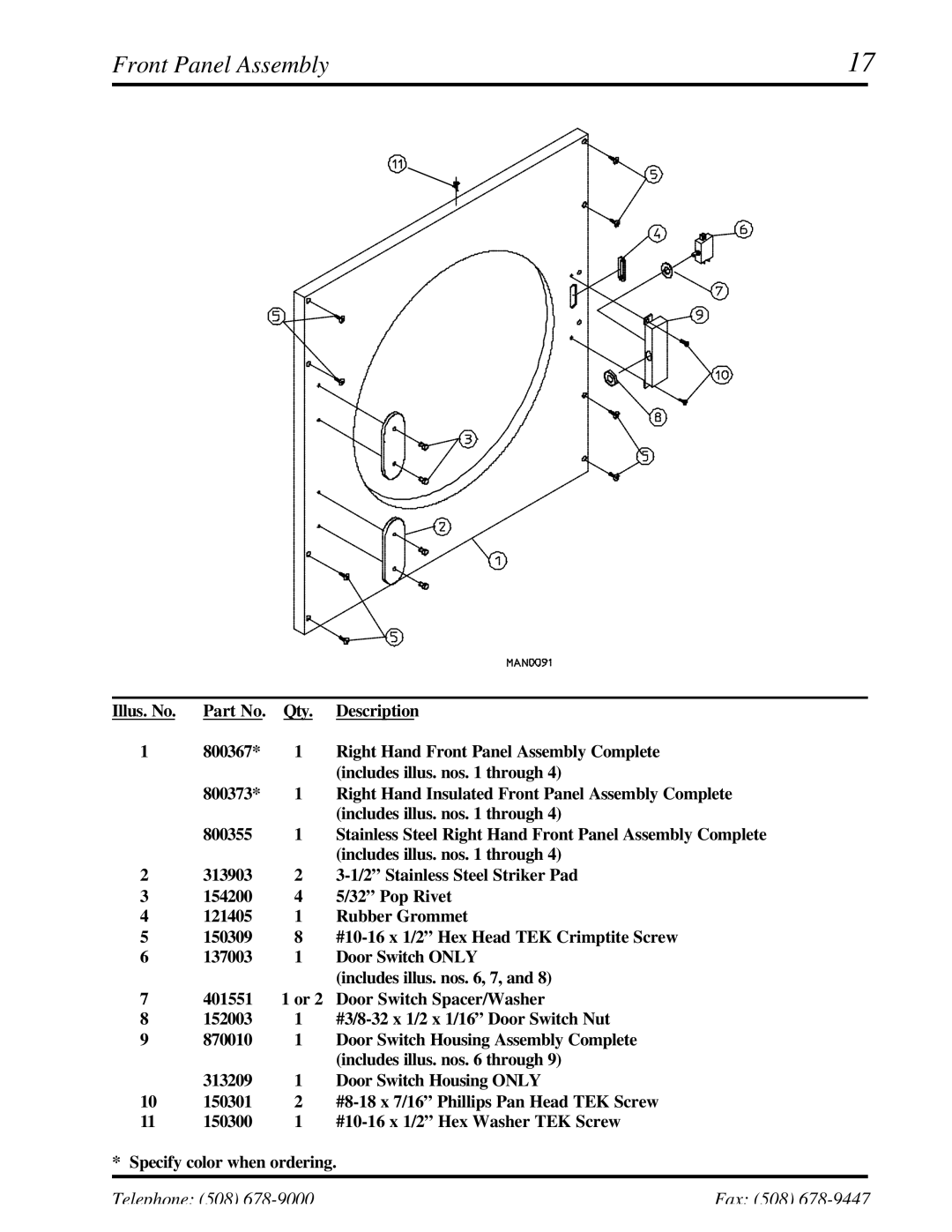 ADC UD-50 manual Front Panel Assembly 