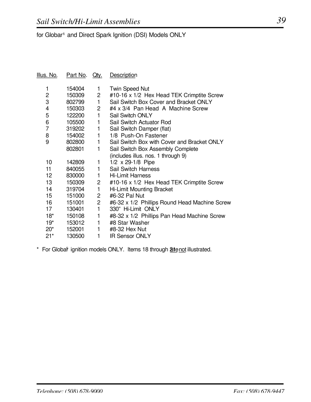 ADC UD-50 manual Sail Switch/Hi-Limit Assemblies 