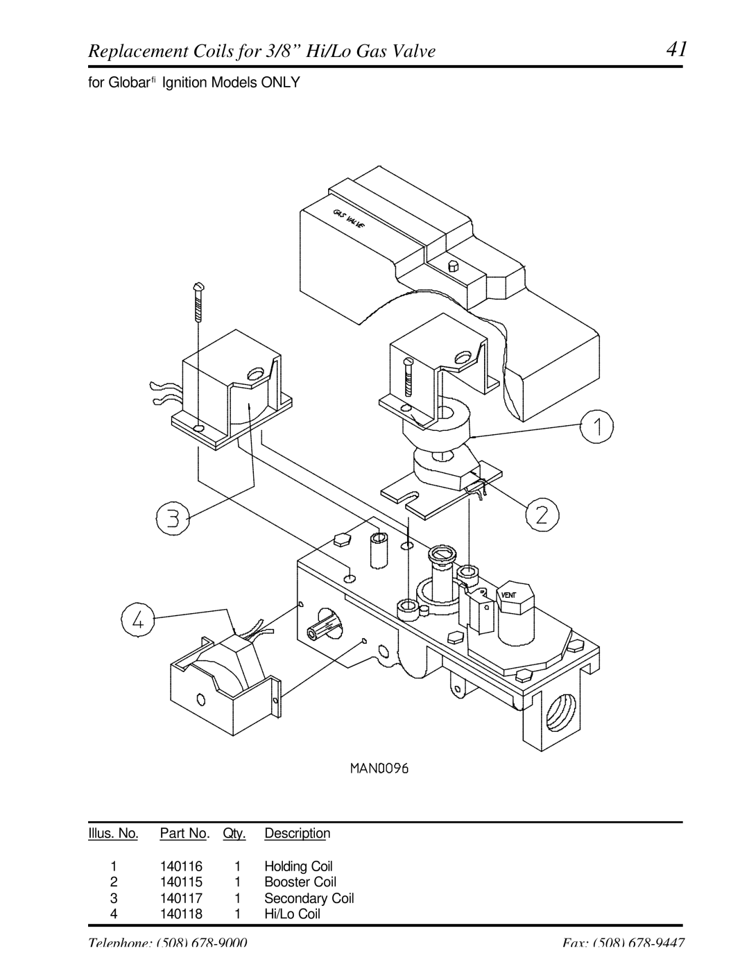 ADC UD-50 manual Replacement Coils for 3/8 Hi/Lo Gas Valve 