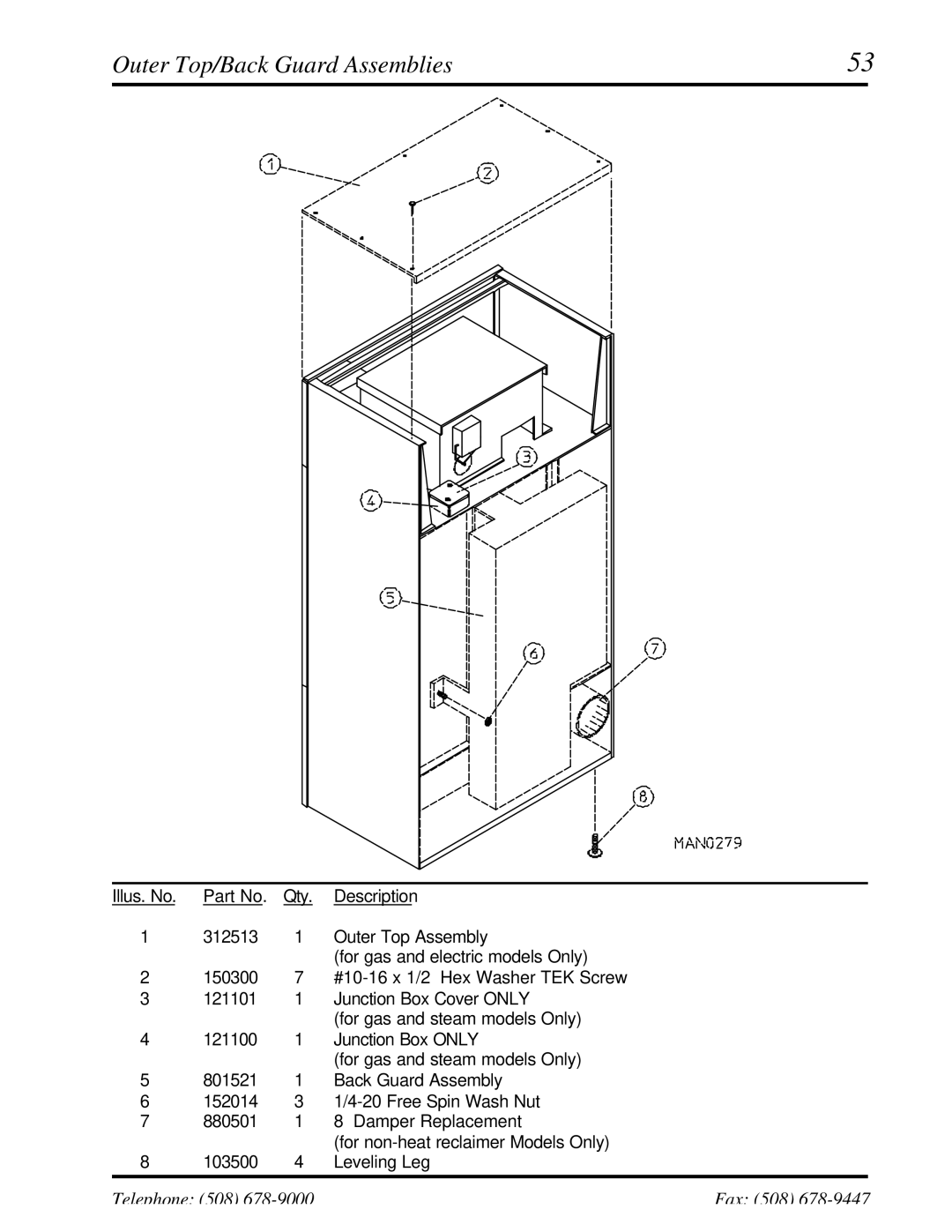 ADC UD-50 manual Outer Top/Back Guard Assemblies 