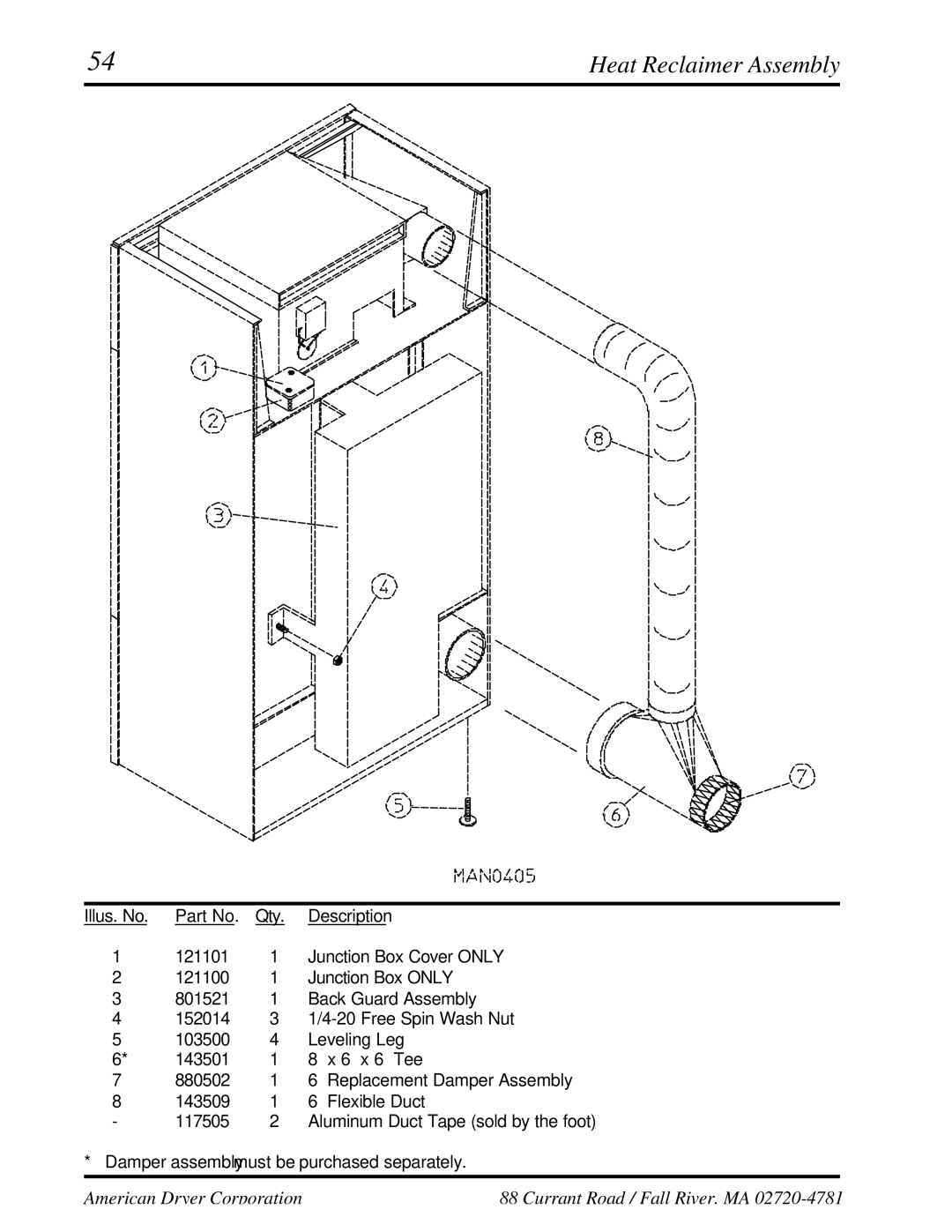 ADC UD-50 manual Heat Reclaimer Assembly 