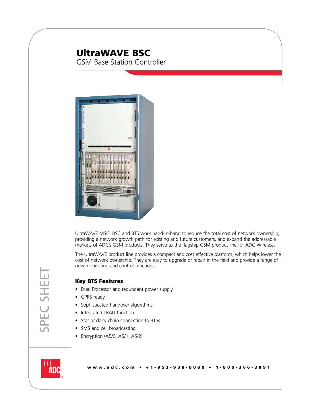 ADC UltraWAVE BSC manual GSM Base Station Controller 