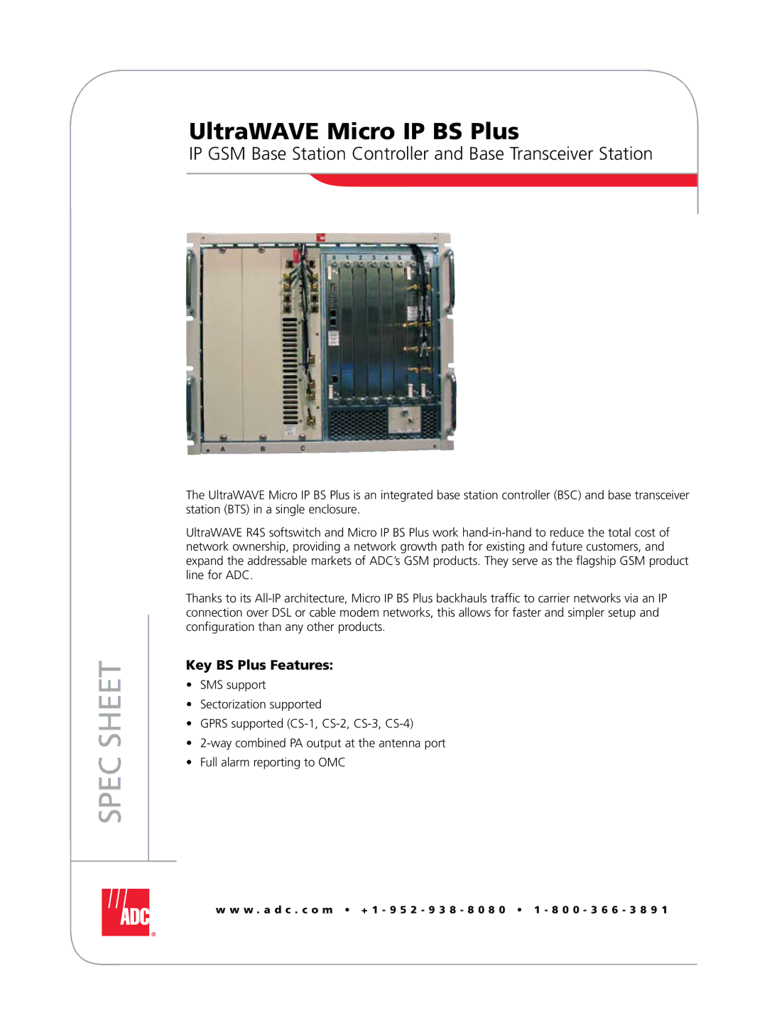 ADC UltraWAVE manual Spec Sheet 