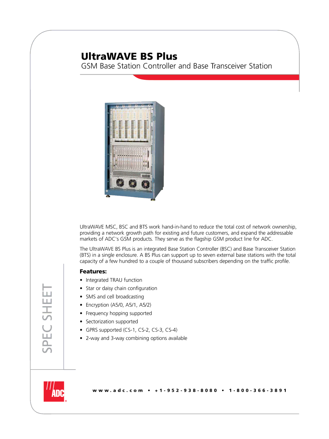 ADC WAVE BS Plus manual Spec Sheet 