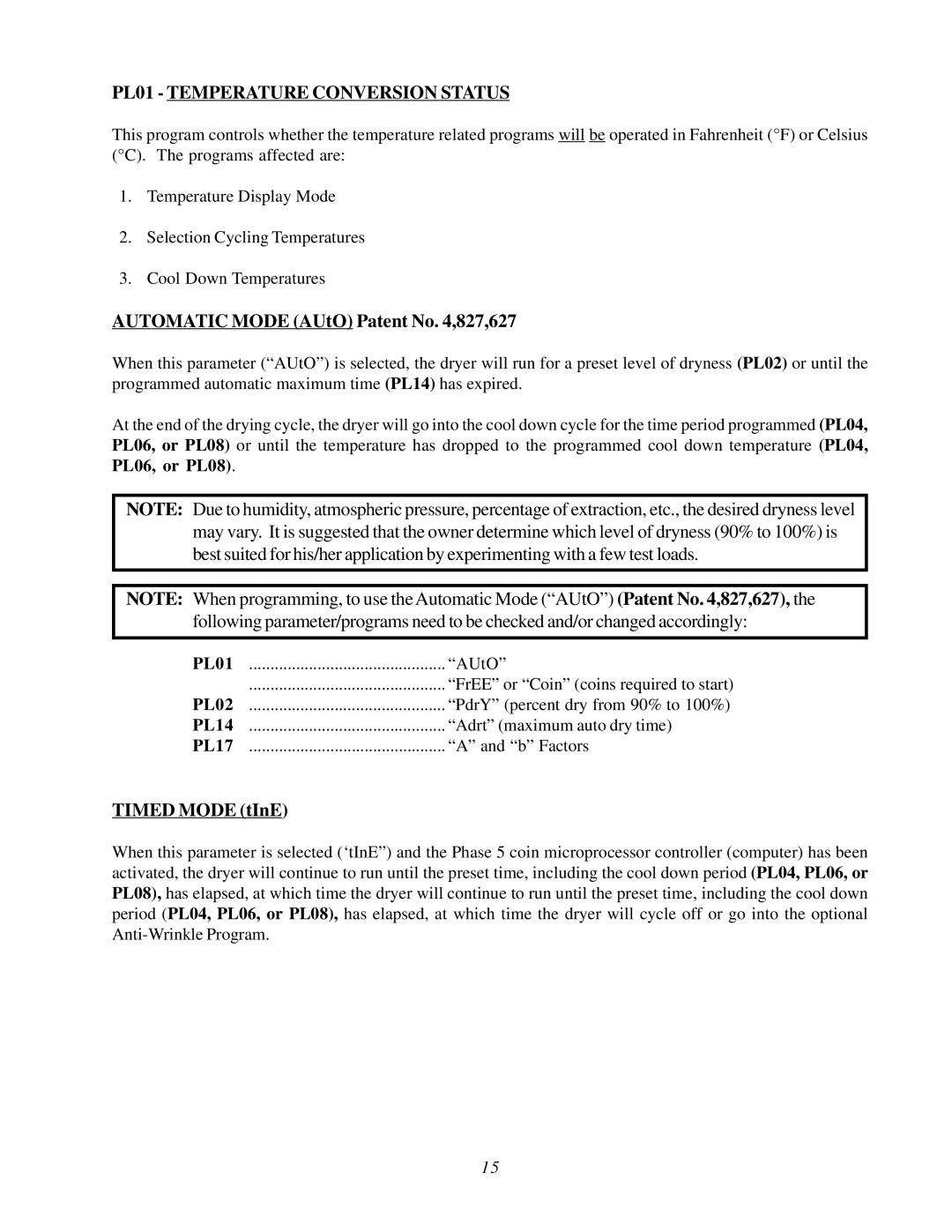 ADC AD-295, WDA-540, AD-26 PL01 Temperature Conversion Status, Automatic Mode AUtO Patent No ,827,627, Timed Mode tInE 