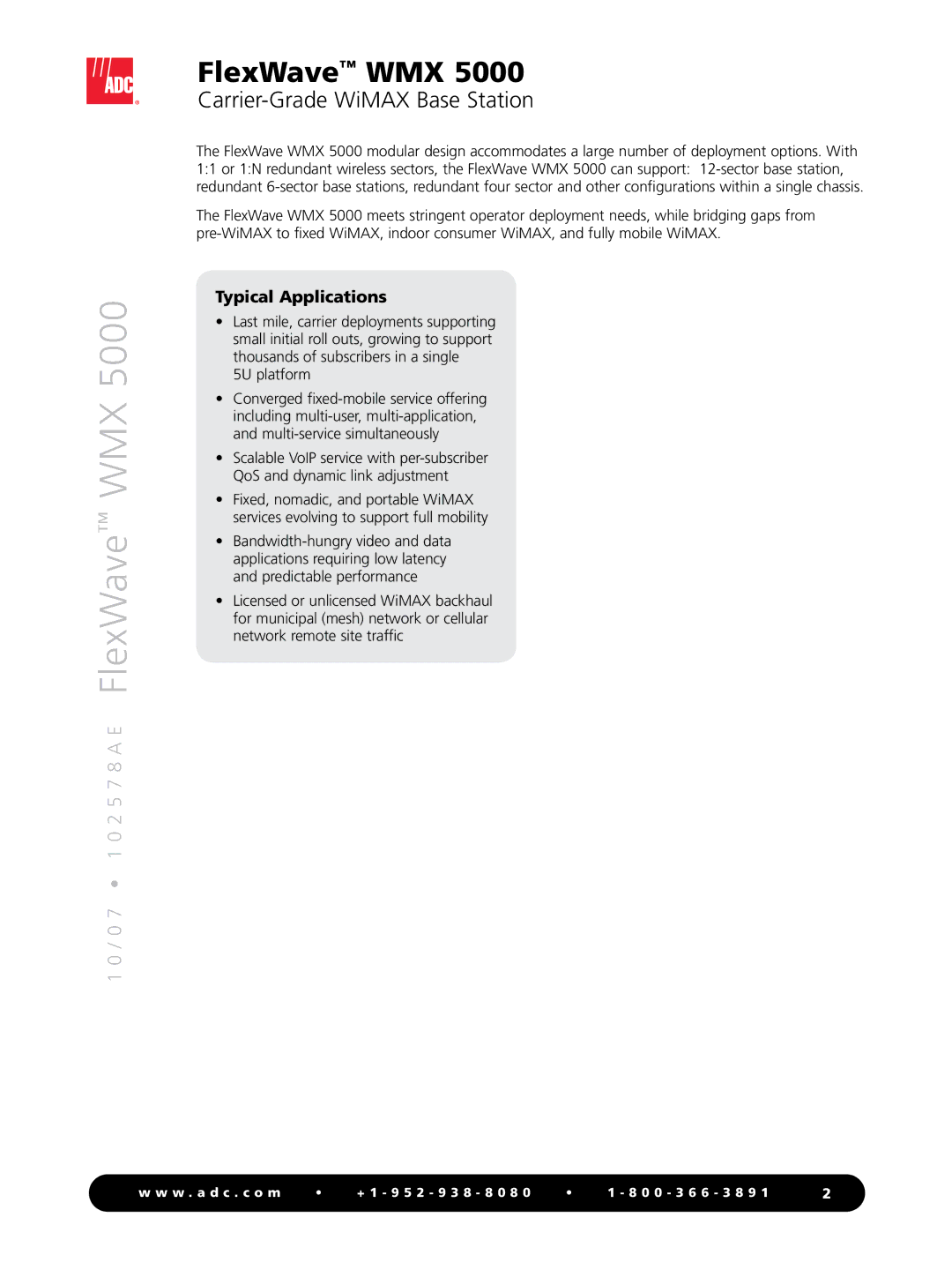 ADC WMX 5000 manual Typical Applications, 5U platform 