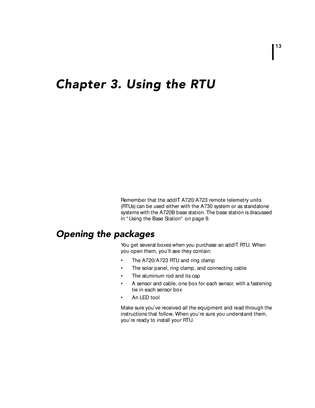 Adcom A720, A723 manual Using the RTU, Opening the packages 