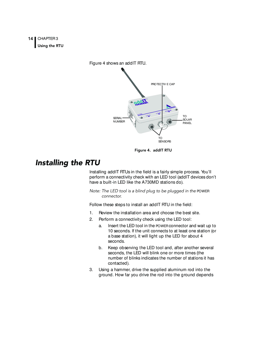 Adcom A723, A720 manual Installing the RTU, Shows an addIT RTU 