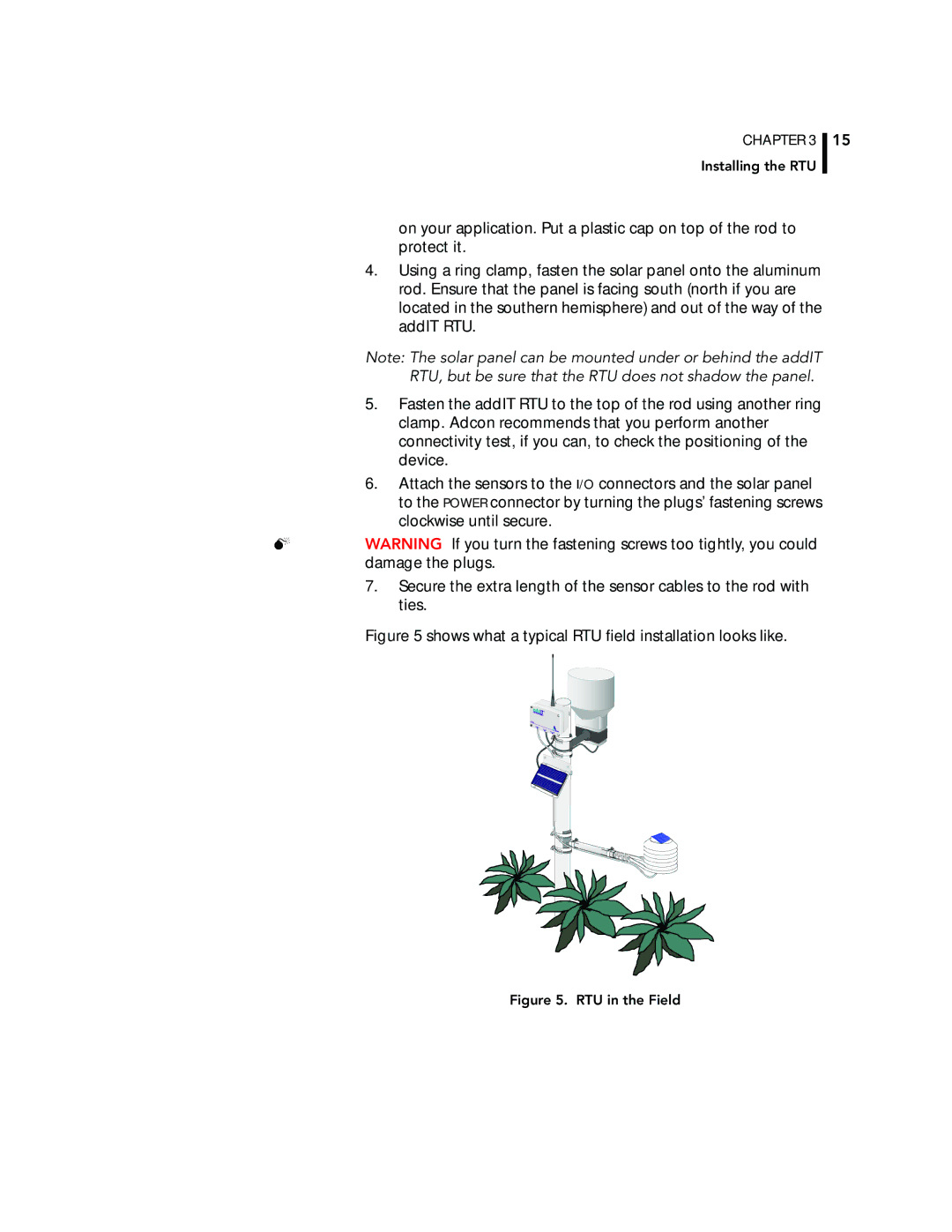 Adcom A720, A723 manual Shows what a typical RTU ﬁeld installation looks like 