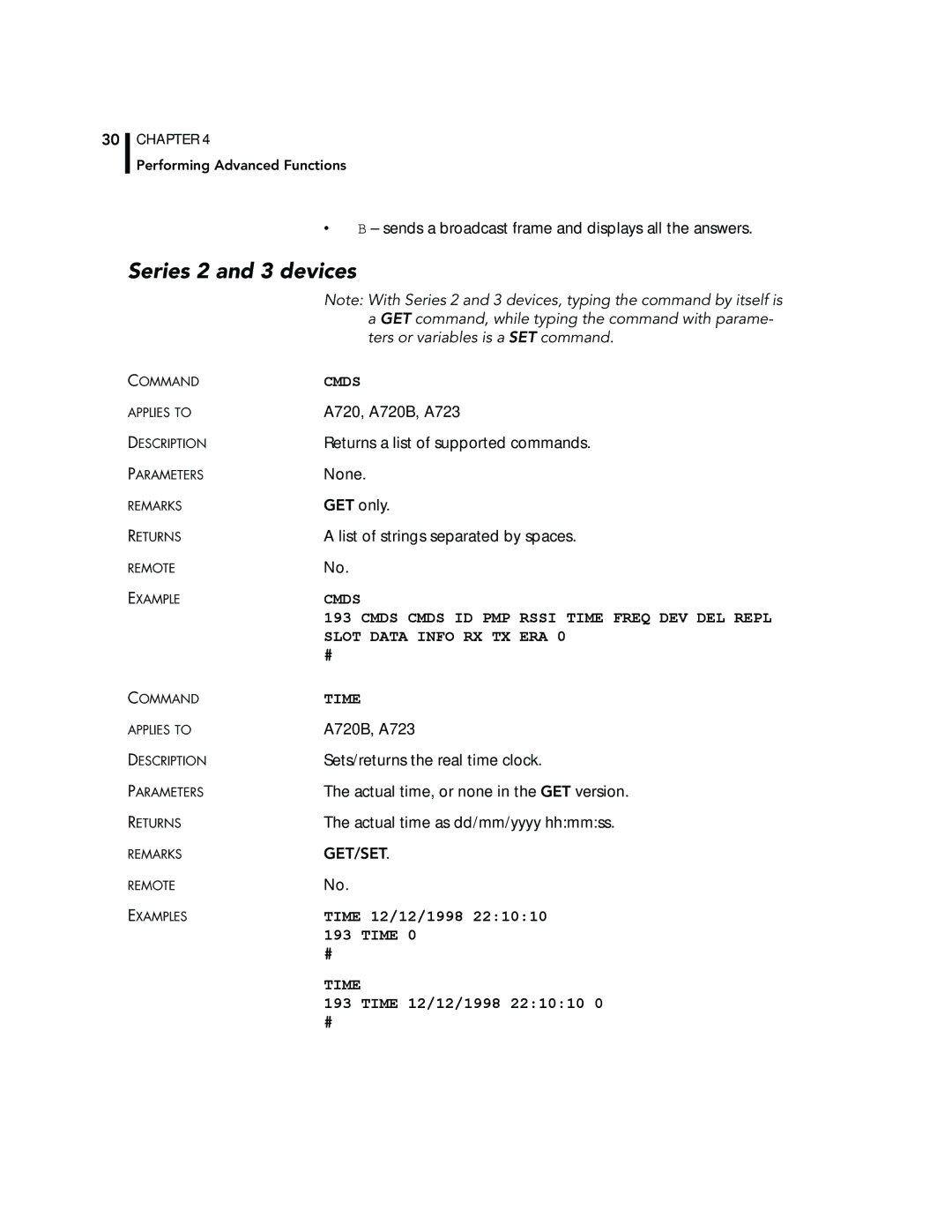 Adcom A723, A720 manual Series 2 and 3 devices, Cmds 