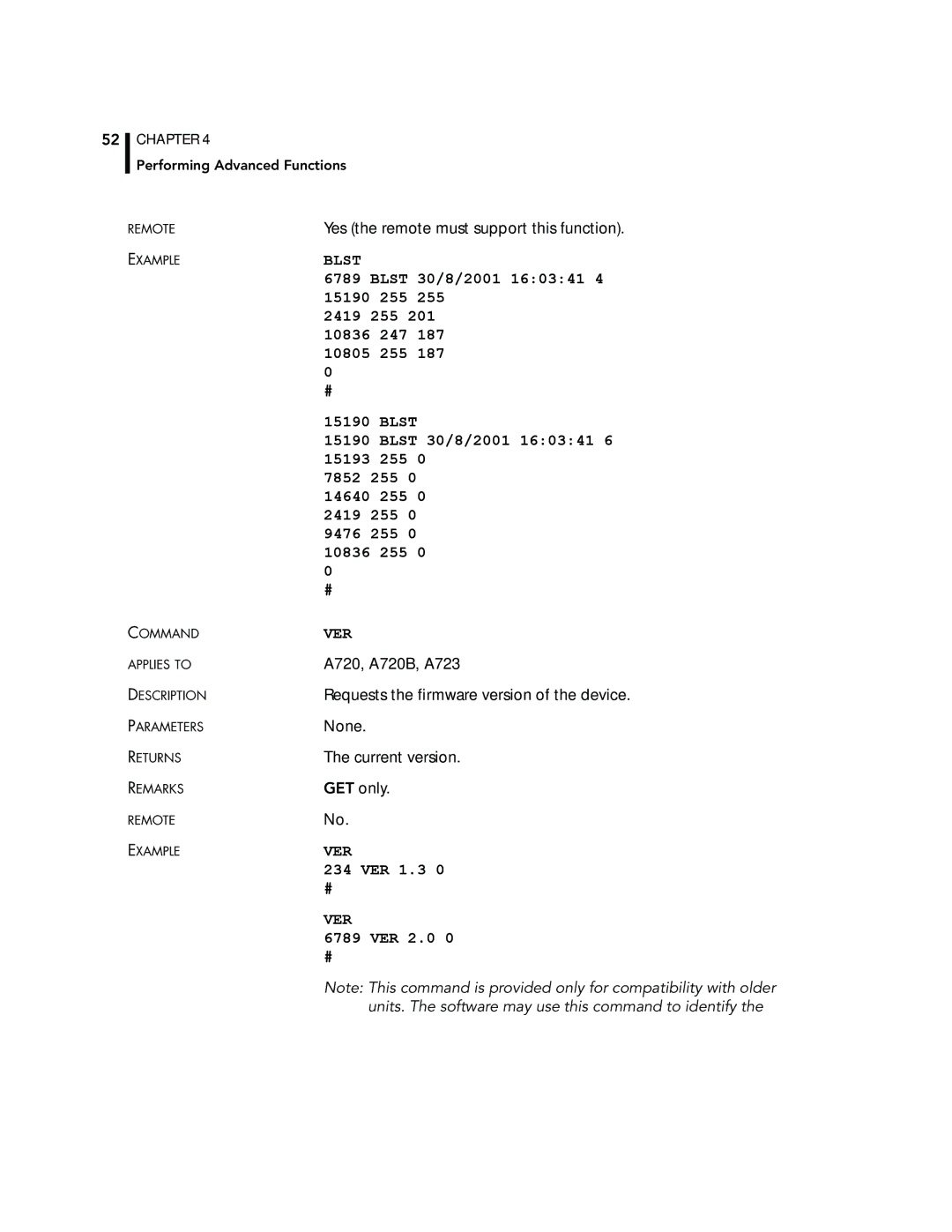 Adcom A723, A720 manual Blst 30/8/2001 160341, Ver, VER 1.3, VER 2.0 