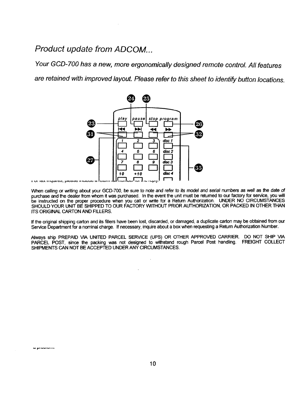 Adcom GCD-700 manual 