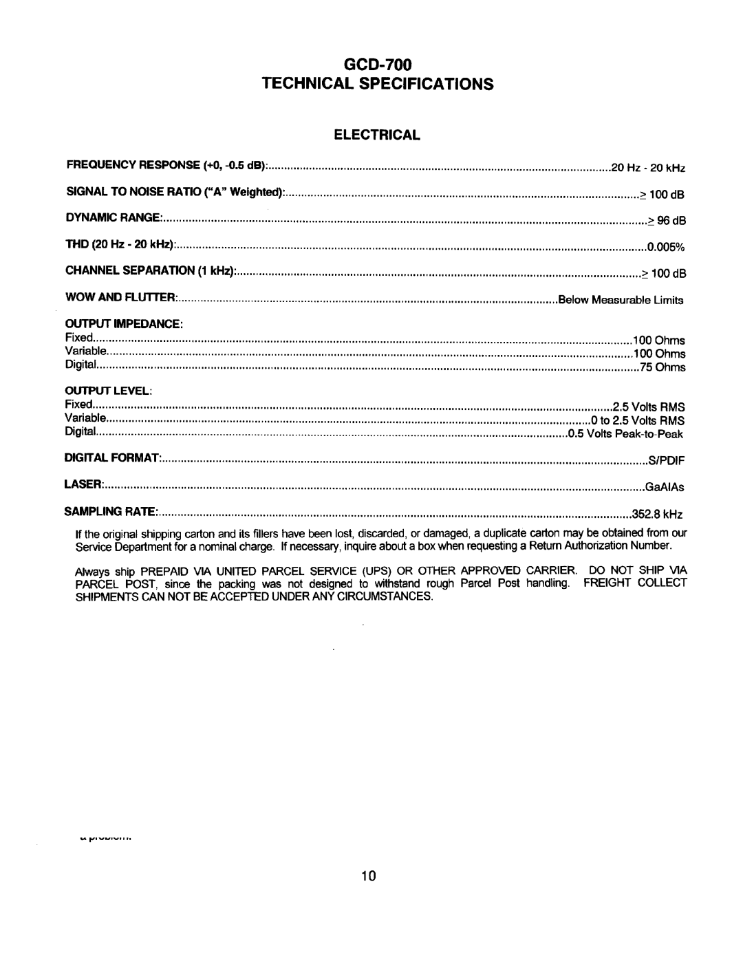 Adcom GCD-700 manual 