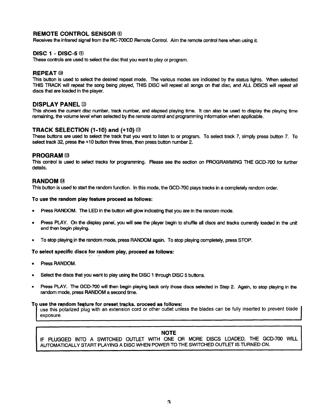 Adcom GCD-700 manual 