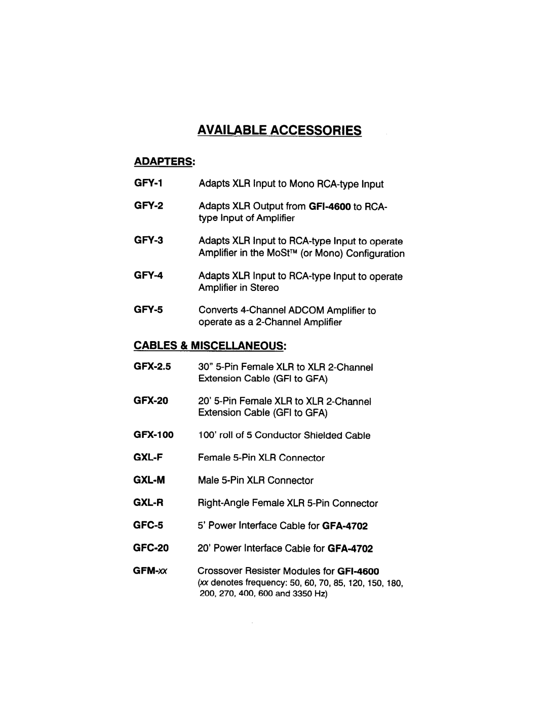 Adcom GFA-4304, GFA-4302, GFA-4404, GFA-4702, GFA-4402 manual 