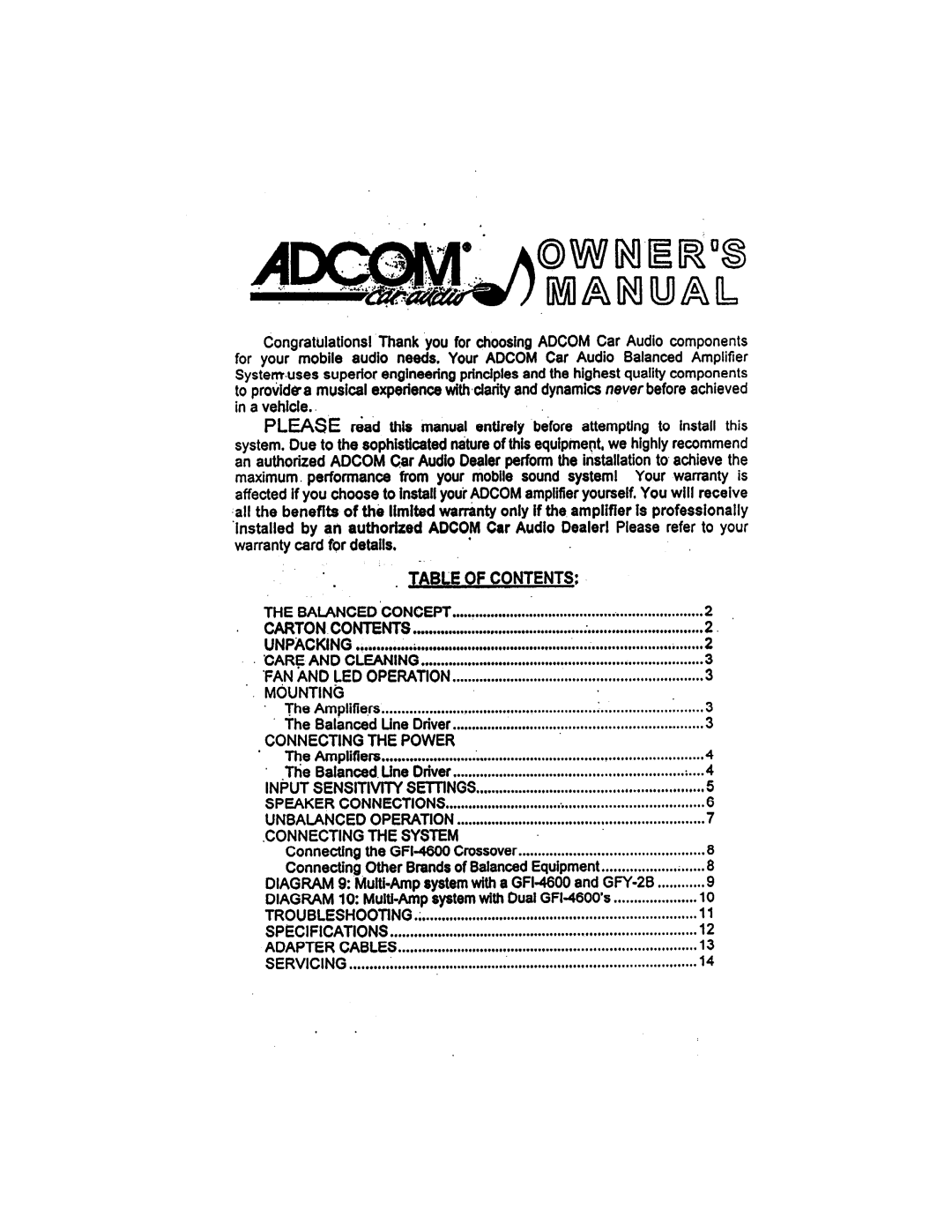 Adcom GFA-5275, GFA-5250, GFA-5225 manual 