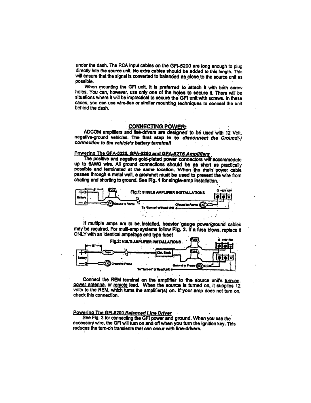 Adcom GFA-5275, GFA-5250, GFA-5225 manual 