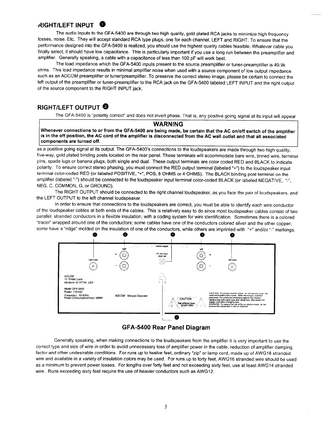 Adcom GFA-5400 manual 