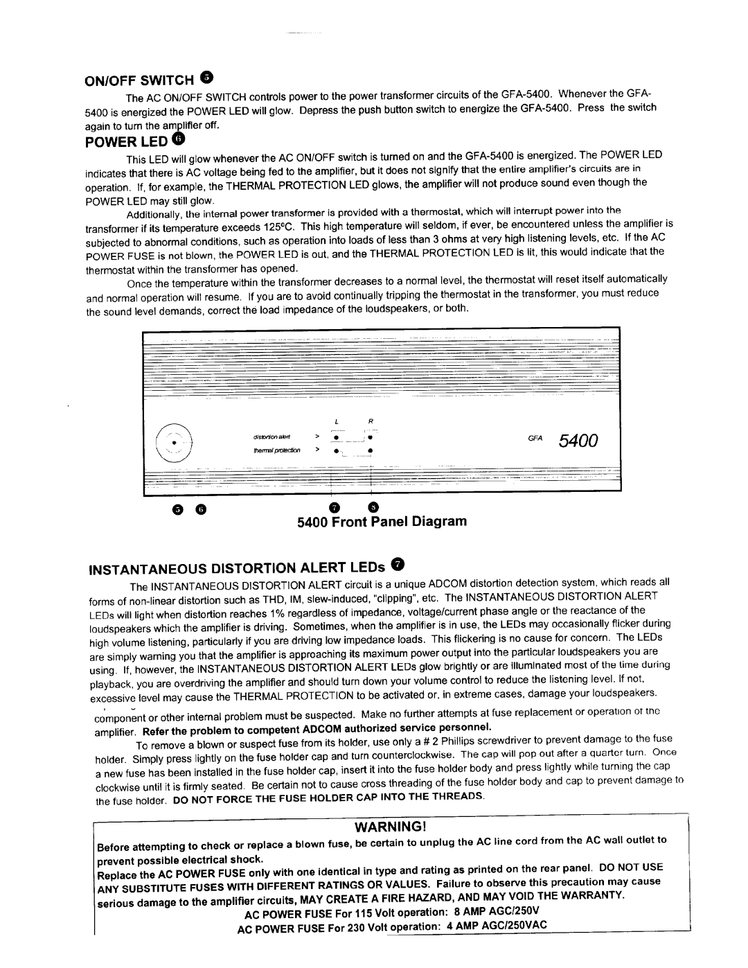 Adcom GFA-5400 manual 