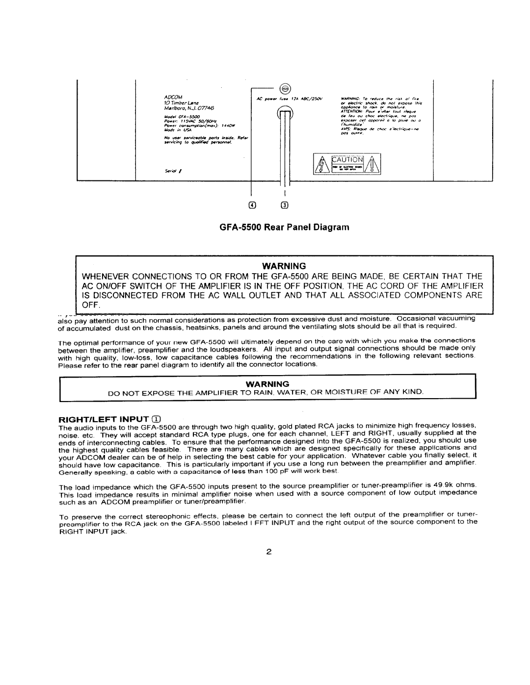 Adcom GFA-5500 manual 