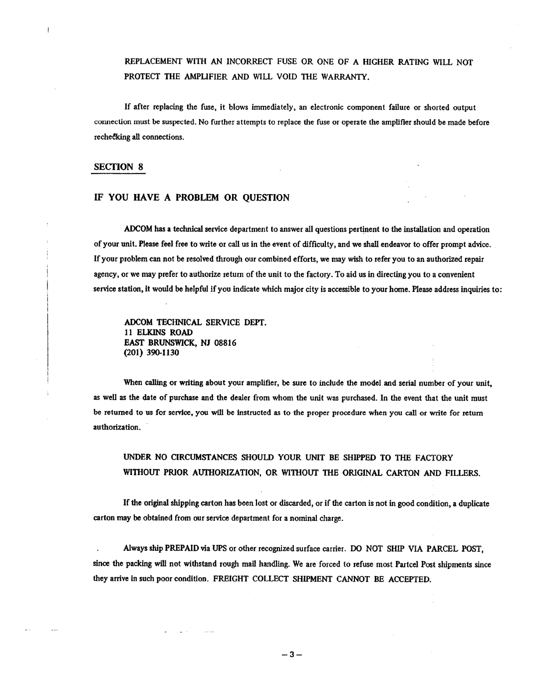 Adcom GFA-555 manual 