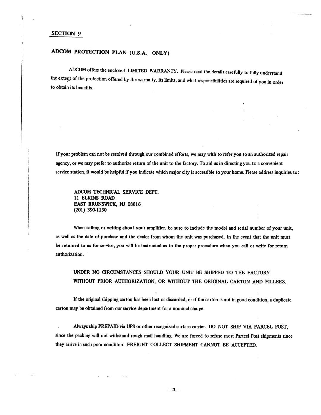 Adcom GFA-555 manual 