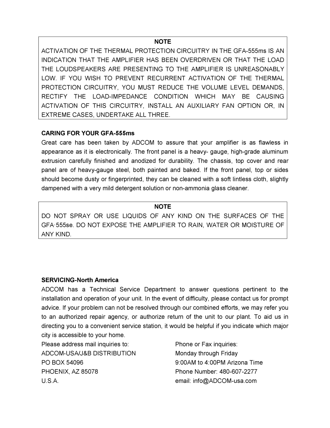 Adcom GFA-555MS Activationofthethermalprotectioncircuitryint, Indication Thattheamplifierhasbeenoverdriveno Rthattheload 