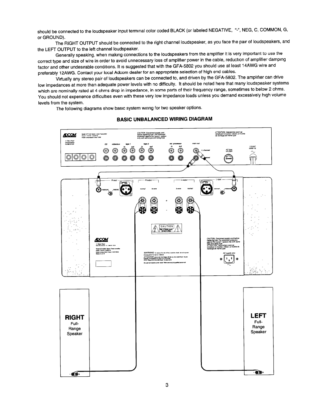 Adcom GFA-5802 manual 