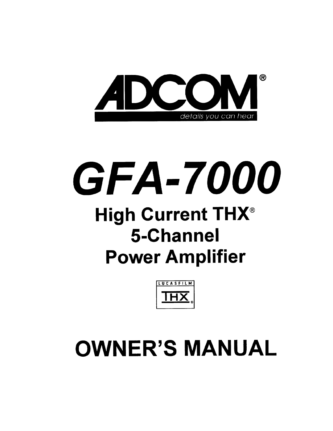 Adcom GFA-7000 manual 