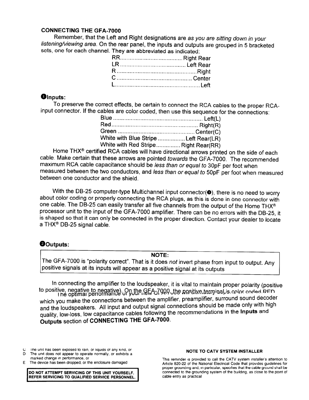 Adcom GFA-7000 manual 