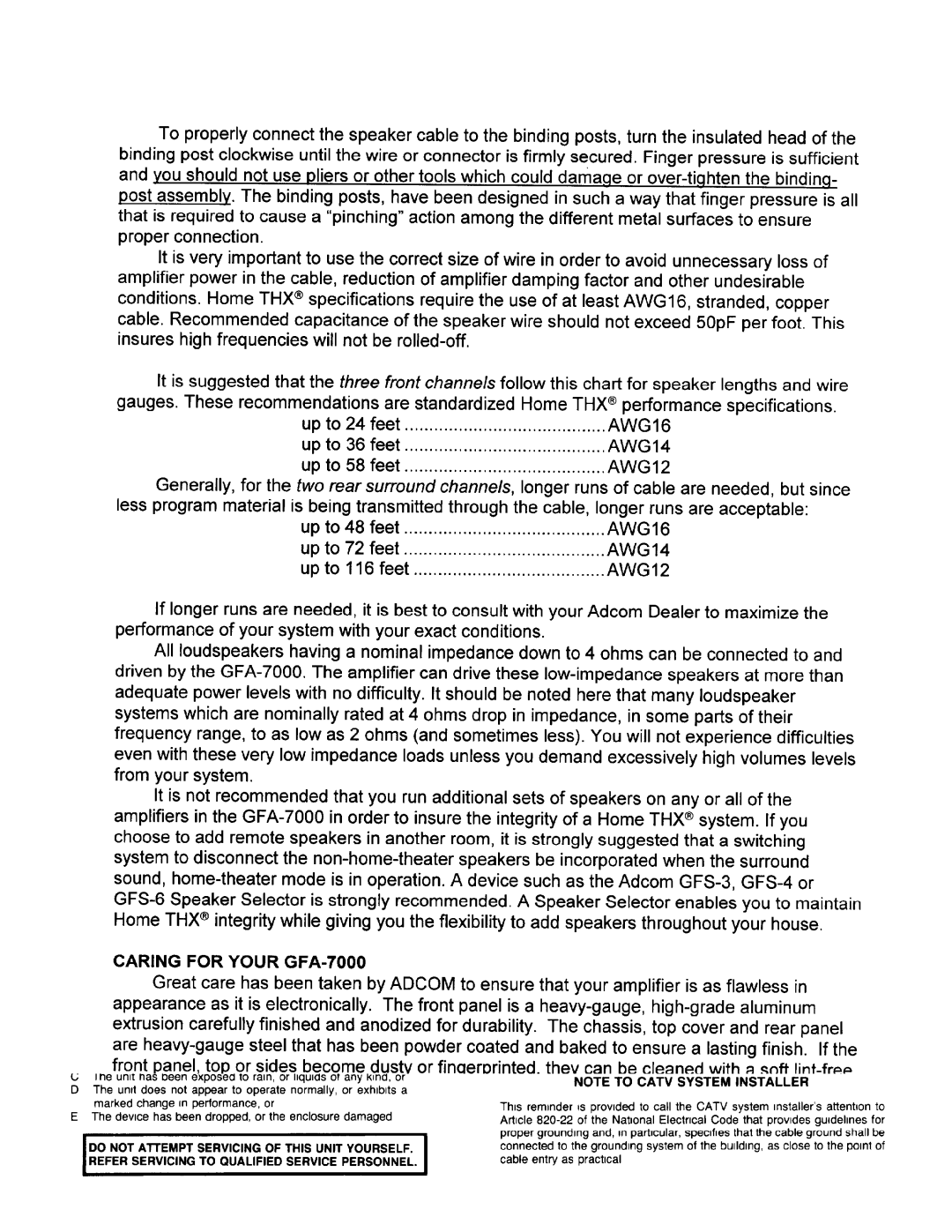 Adcom GFA-7000 manual 