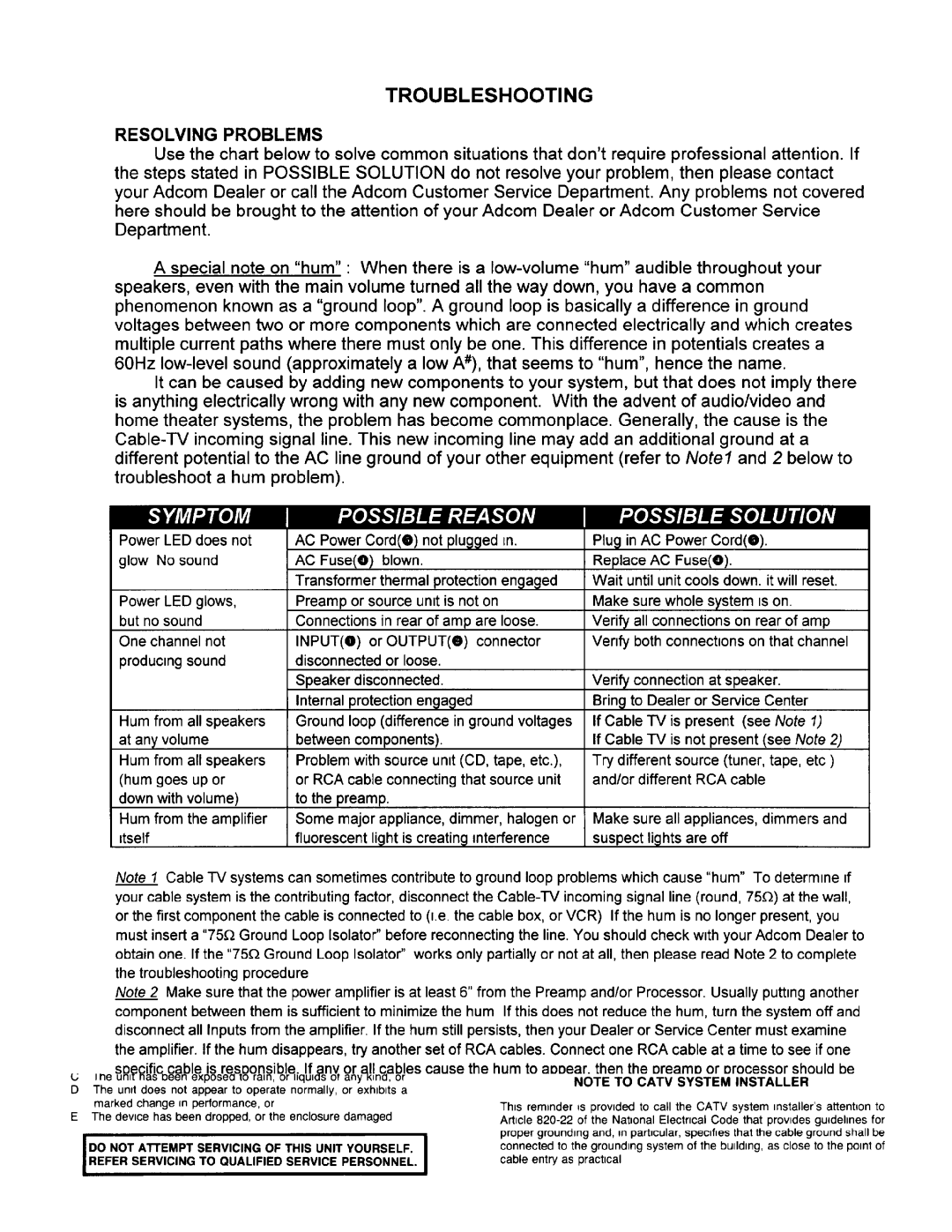 Adcom GFA-7000 manual 