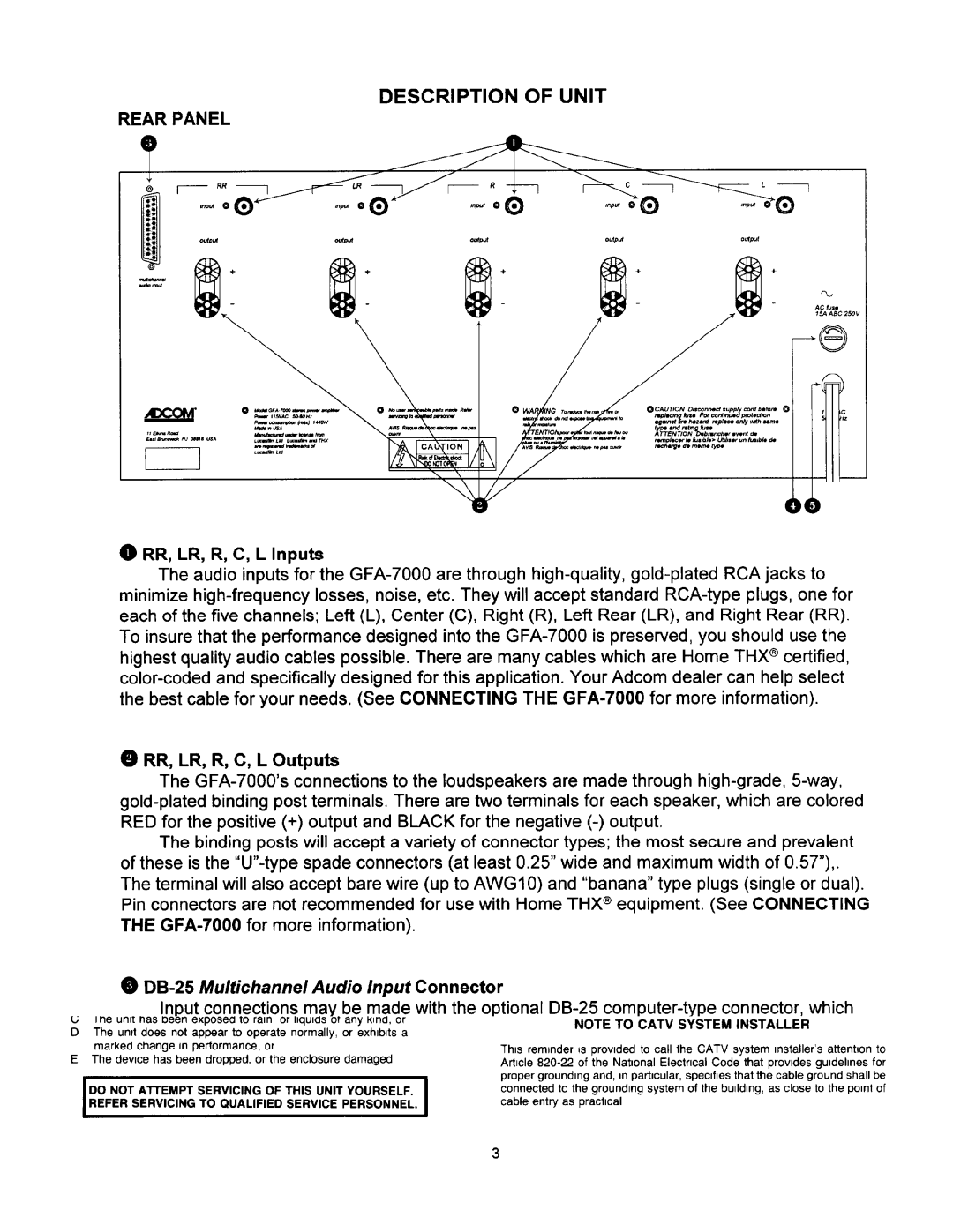 Adcom GFA-7000 manual 