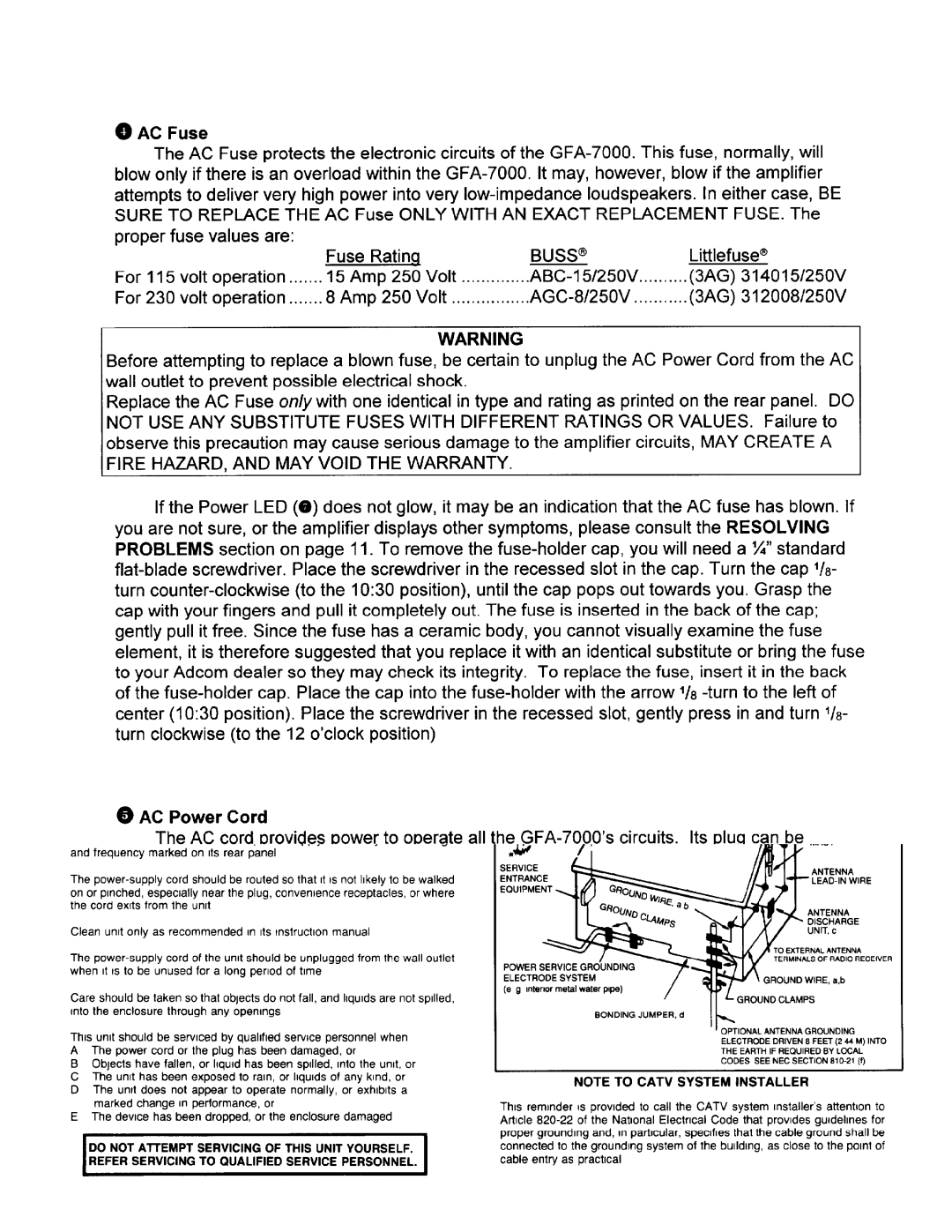 Adcom GFA-7000 manual 