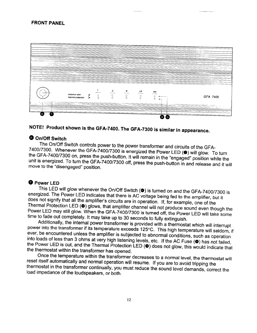 Adcom GFA-7300, GFA-7400 manual 