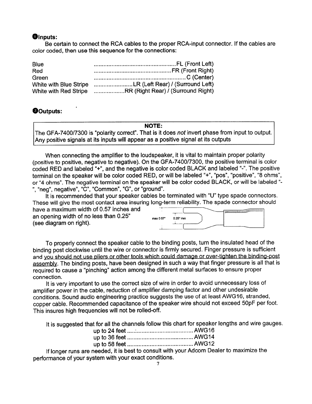 Adcom GFA-7400, GFA-7300 manual 