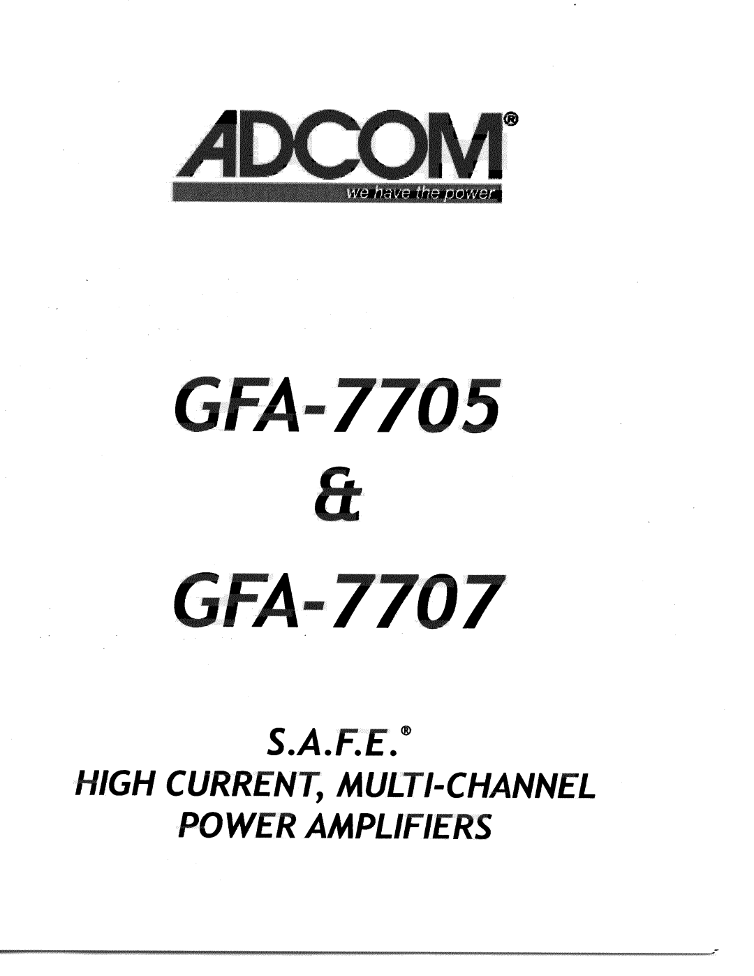Adcom GFA-7707, GFA-7705 manual 